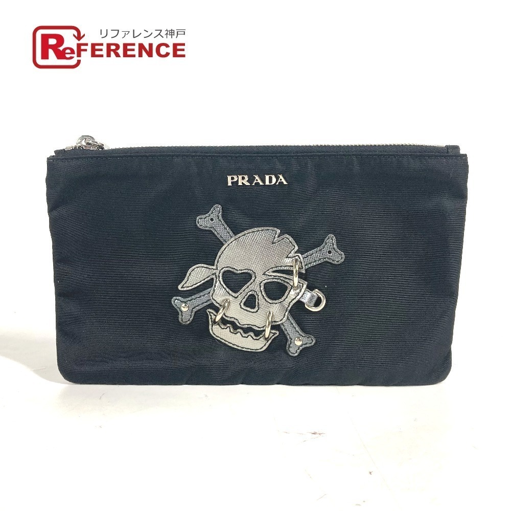 Prada Skull Clutch Bag Makeup Clutch Cosmetic Black